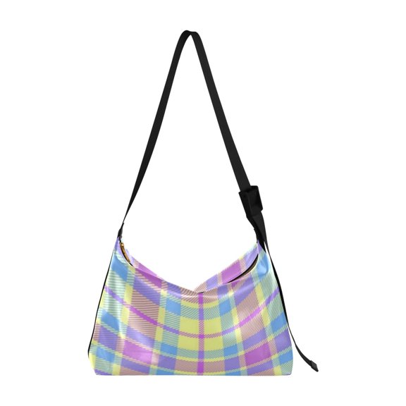 Crafted from premium leather, the Ultra Soft, on-trend Women's Hobo Handbag is a large satchel that makes a statement. Yellow-purple Checkered Pattern