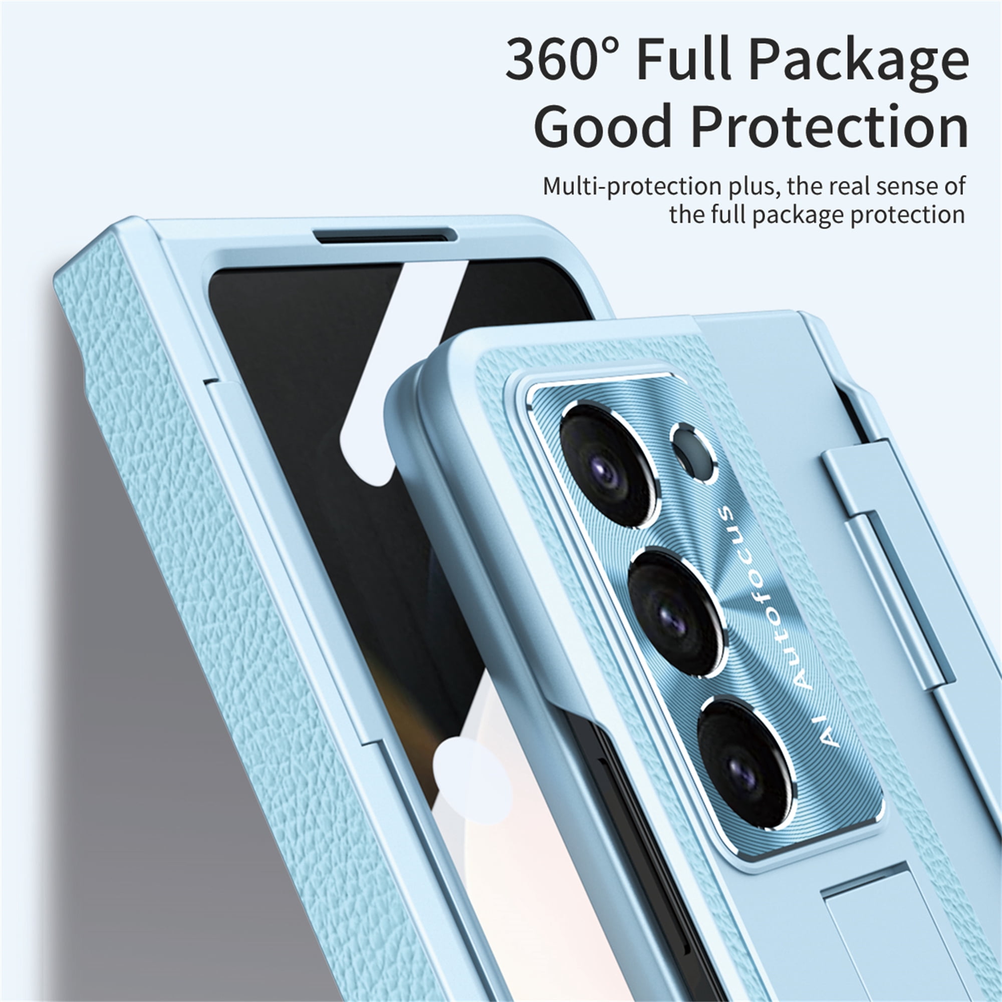 Allytech Galaxy Z Fold4 Case with Screen Protector, Kickstand Rugged Protective Shockproof Anti-Scratch Hinge Protection Phone Case for Samsung Galaxy Z Fold 4 - Blue