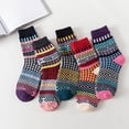 thumbnail image 2 of WMNTST Womens Above Ankle Socks 5 Pairs Knit Socks Ethnic Pattern Winter Warm Thermal Soft Thick Cozy Sock, 2 of 3