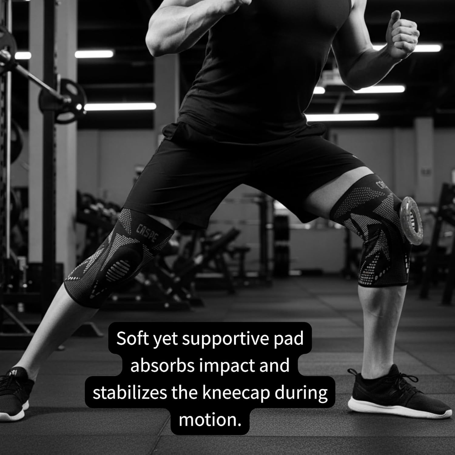 Caspe 1 Pack Compression Knee Brace with Patella Gel Pad & Side Stabilizers – Knee Support Sleeve for Men & Women, Running, Workout & Daily Use