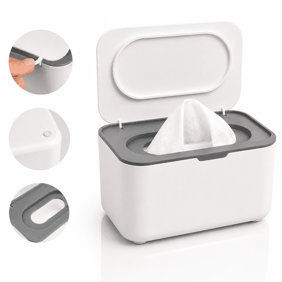 Wipes Dispenser,Wipe Holder for Baby & Adult,Refillable Baby Wipe Container,Keeps Wipes Clean.Non-Slip,Easy Pull Wipes Pouch Case,Grey