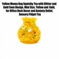 thumbnail image 3 of Yellow Money Bag Squishy Toy with Glitter and Gold Coin Design, Mini Size, Yellow and Gold, for Office Desk Decor and Relaxation, Sensory Squeeze Toy, 3 of 3