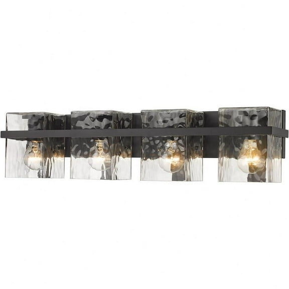 4 Light Traditional Steel Vanity Light Fixture with Clear Glass-7 inches H By 29.25 inches W-Matte Black Finish Bailey Street Home 372-Bel-4619888