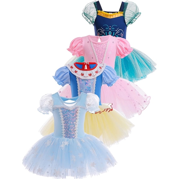 ATAIKU 3-9Y Kids Girls Princess Ballet Dress Short Sleeve Leotards Skirted Tutu Dancewear Halloween Christmas Party Dress