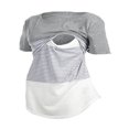 thumbnail image 1 of T-shirt d'Allaitement pour Femmes Enceintes, Hauts d'Allaitement, Rayé, Manches Courtes, 1 of 4