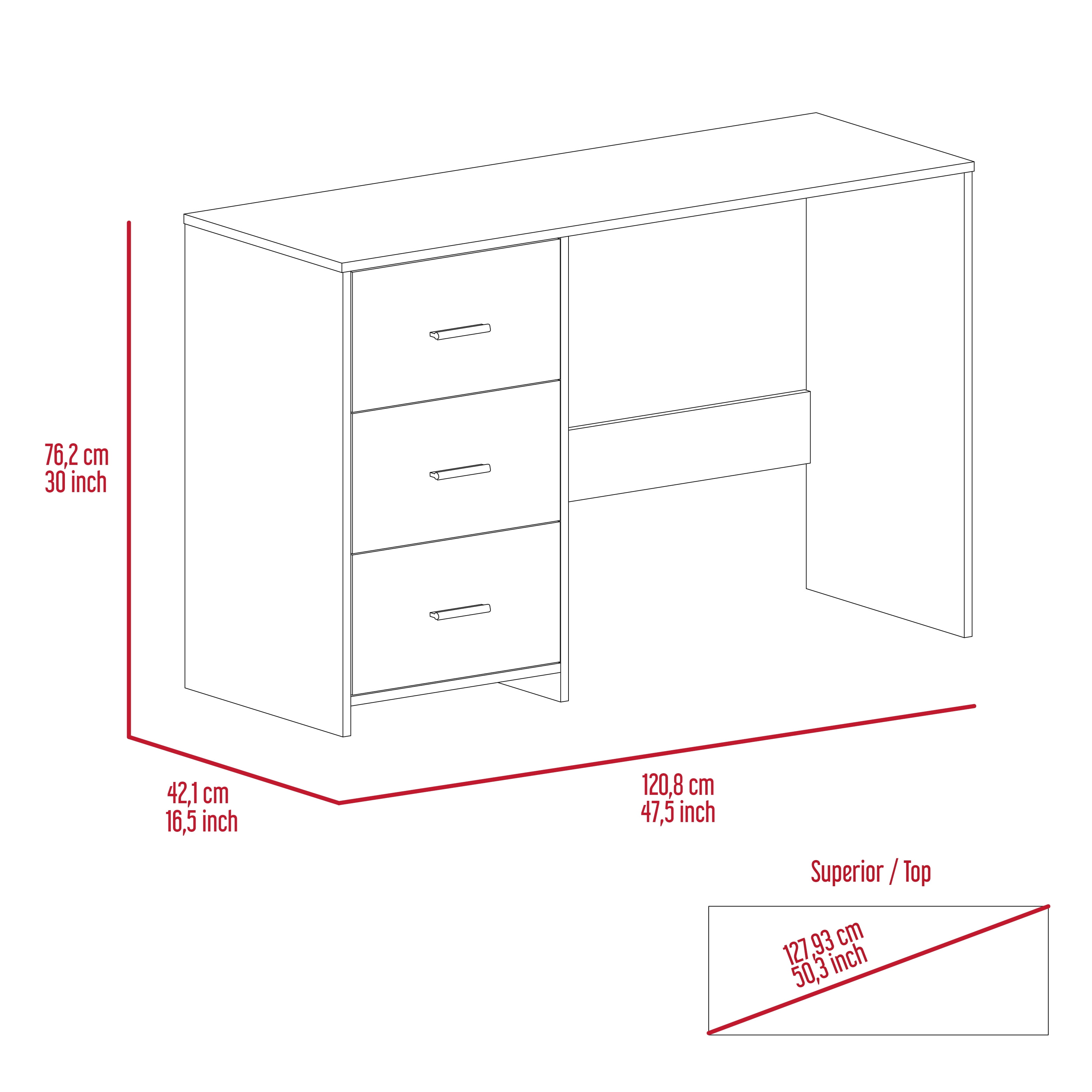 Astoutdoor Classic 3 Drawers Writing Desk - Black