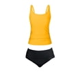 thumbnail image 7 of Women's Sleeveless Swim Tank Top Only - Adjustable Straps Soft Bathing Suit Top, Solid Two Piece Swimsuit Top(Yellow,L), 7 of 7