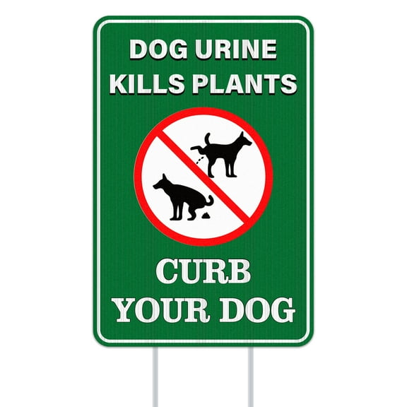 WaaHome No Poop Dog Sign for Yard 8"x12" Curb Your Dog Yard Sign Keep Off The Grass Yard Sign with Stakes Waterproof Dog Poop Pick Up Sign for Lawn Outdoor