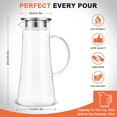 thumbnail image 4 of 1.5 Liter 51oz Glass Pitcher with Lid, Easy Clean Heat Resistant Glass Water Carafe with Handle for Hot/Cold Beverages - Water, Cold Brew, Iced Tea & Juice, With 1 Long-Handled Brush Included, 4 of 12