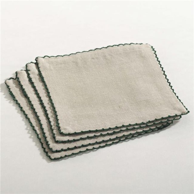 SARO 105.G6S 6 in. Crochet Festonné Linge de Table Design Vert - Lot de 4