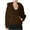 Brown, variant on Womens Fleece Sweatshirts Half Zip Cropped Pullover Fleece Quarter Zipper Hoodies Fuzzy Warm Sherpa Pullover Varsity Jackets Fall Fashion Outfits Clothes