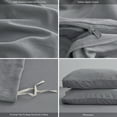 thumbnail image 4 of MooMee Duvet Cover Set Queen 100% Washed Cotton Twill Ultra-Soft Breathable Linen Like 3-Piece (Polar Grey, 90"x90"), 4 of 7