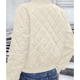 thumbnail image 6 of Female Stand Collar Quilted Puffer Jacket Padded Zip Coat Cream White XS, 6 of 7