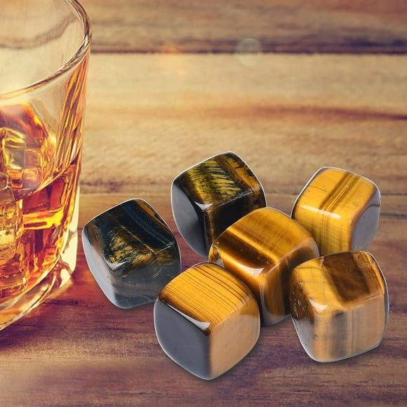 Set de 6 cristales escalofriantes Whiskey Stones FZBHRO Tiger Eyes