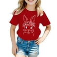 thumbnail image 2 of MIASHUI T-Shirt à Manches Courtes pour Tout-Petits, Imprimé Lapin de Pâques, Rouge, 5-6 Ans, 2 of 3