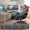 thumbnail image 5 of CELTOSS Red Office Gaming Chair with Footrest & Lumbar Support, Ergonomic Adjustable Computer Chair with Swivel Seat & Headrest, 5 of 14