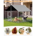 thumbnail image 2 of All-Weather 7.5'x7.5' Outdoor Dog Kennel, Heavy Duty Anti-Rust Metal Frame with Waterproof UV Cover, Secure Lock & Rotating Feeder, Durable Outside Dog Cage for Backyard Farm, 2 of 8