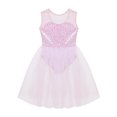 thumbnail image 3 of YEAHDOR Kids Girls Sleeveless Shiny Sequins Ballet Dance Dress Ballerina Leotard with Tutu Mesh Skirt Dancewear Pink 6, 3 of 7