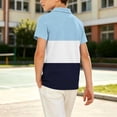 thumbnail image 7 of akafmk Boys School Uniform Shirts Short Sleeve Collared Shirt Colorblock Breathable Athletic Shirt Casual Summer Tops, 5-15Y, 7 of 7
