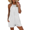 thumbnail image 2 of Utoimkio Women's Casual Halter Romper,Loose Fit Sleeveless Playsuit with Side Pockets, 2 of 9