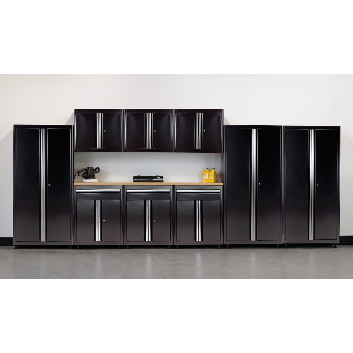 75 in. H x 198 in. W x 18 in. D Welded Steel Garage Storage System in Black (10Piece)