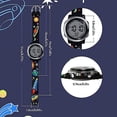 thumbnail image 4 of Reloj digital para niños Reloj deportivo digital para niños y niñas, resistente al agua hasta 30 m, con alarma, fecha, cronómetro, retroiluminación LED de 7 colores, universo negro, 4 of 4
