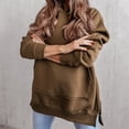 thumbnail image 4 of Timegard Womens Sweatshirts Side Split Long Sleeve Pullover Fall Winter Warm Hoodies Top with Pocket, 4 of 6