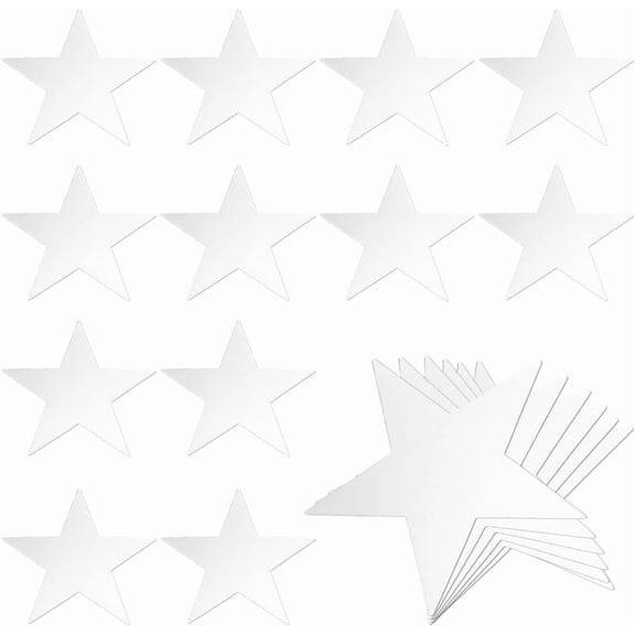 60Pcs Silver Stars Cutout 5.9 Inch Double Printed Paper Cardboard Glitter Five Star Confetti Decoration with Sticker for DIY Craft Bulletin Board Classroom Wall Party Supplies Silver