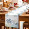 thumbnail image 5 of Ocean Coastal Table Runner 70 Inches, Beach Corals Starfish Blue Conch Blue Gray Bed Runner Dresser Scarves Tabletop for Indoor Outdoor Parties/Ceremony/Banquet, 13" x 70", 5 of 9