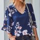 thumbnail image 3 of Blusa de gasa con estampado floral, blusa de gasa con mangas acampanadas Blusa de gasa con mangas acampanadas Blusa de gasa con mangas Eficiencia maximizada, 3 of 6