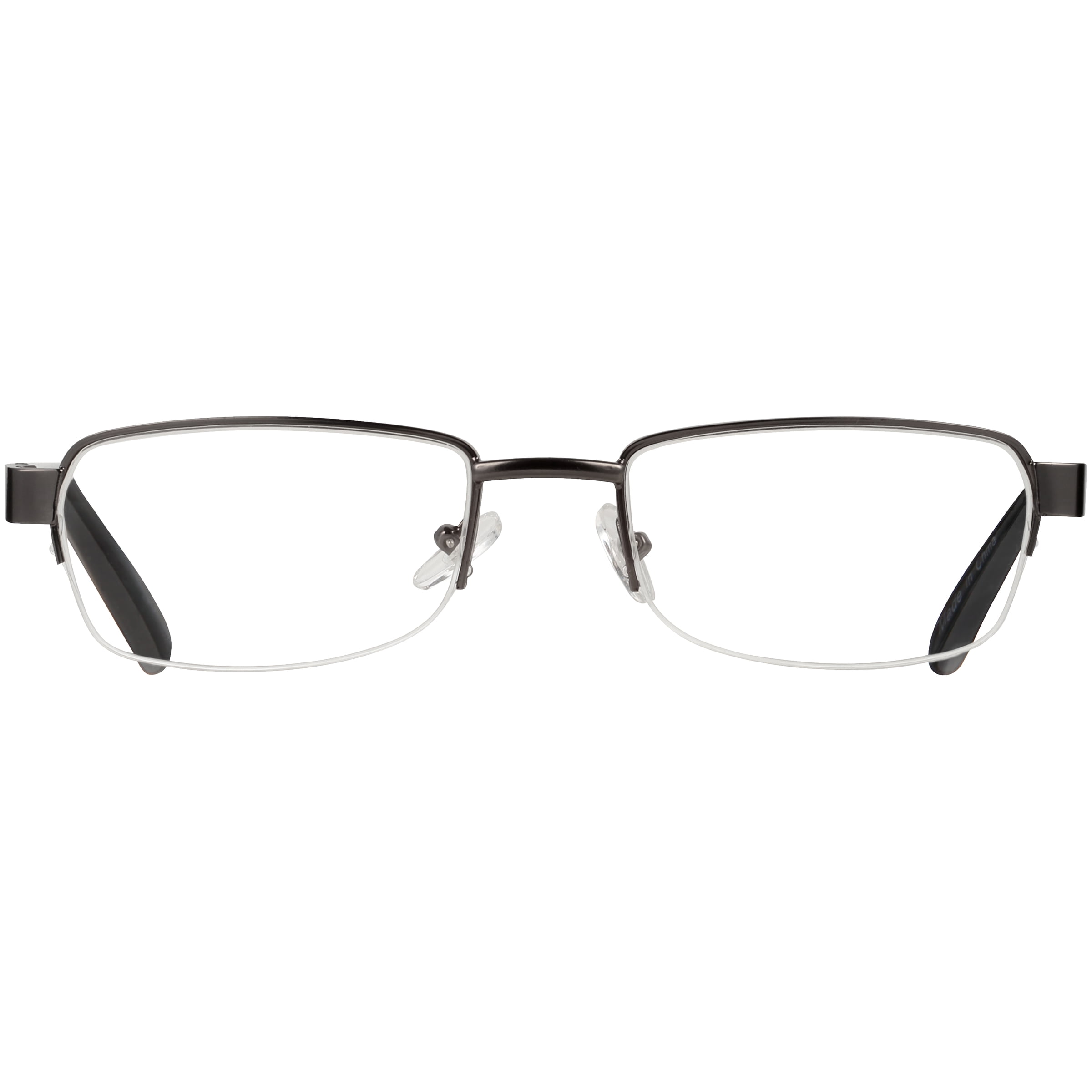 M Readers Men's Linden +2.50 Rectangle Reading Glasses with Case, Dark ...