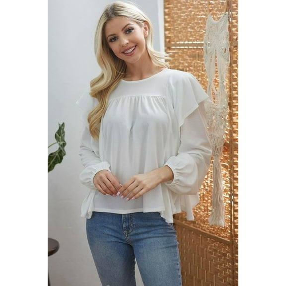 Draped Ruffle Longsleeve Top