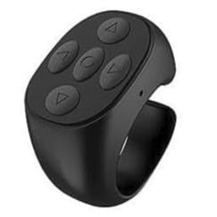 Wireless Remote Control Ring - Bluetooth Selfie Video Controller for Phone, Mobile Remote, Automatic Page Turner for Apps, TikTok Camera Remote, Black Fingertip Selfie Accessories​