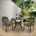 thumbnail image 7 of MEETWARM 3 Piece Patio Bistro Set, Outdoor All-Weather Cast Aluminum Dining Furniture Set Includes 2 Chairs with Cushions and a 35.4” Round Table with Umbrella Hole for Garden Deck, 7 of 7