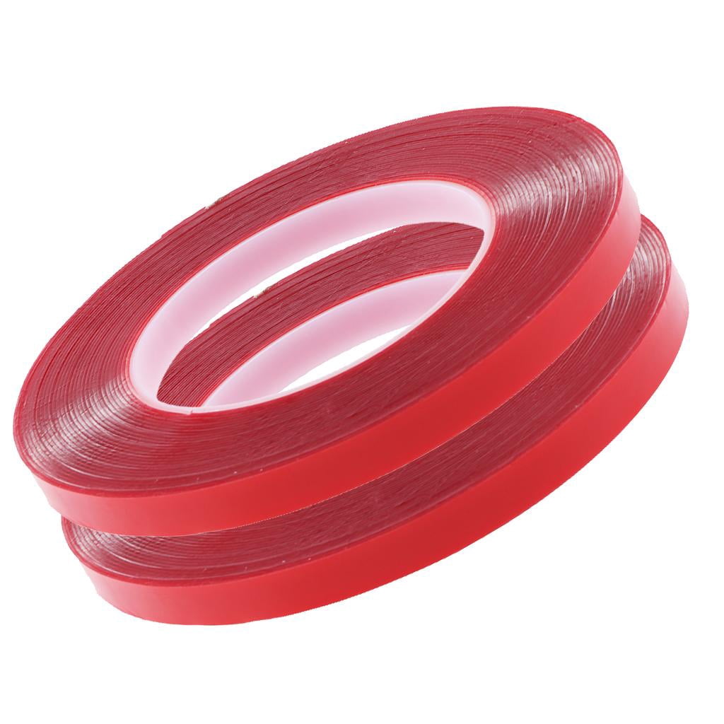 FITYLE 2x2 Rolls Red Tape Heat Resistant Strong Double Sided Adhesive Sticker 10mx1cm