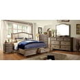 thumbnail image 3 of Transitional 1pc Queen Size Bed w Drawers Footboard Ivory Padded Fabric HB Bedroom Furniture Natural Tone, 3 of 3