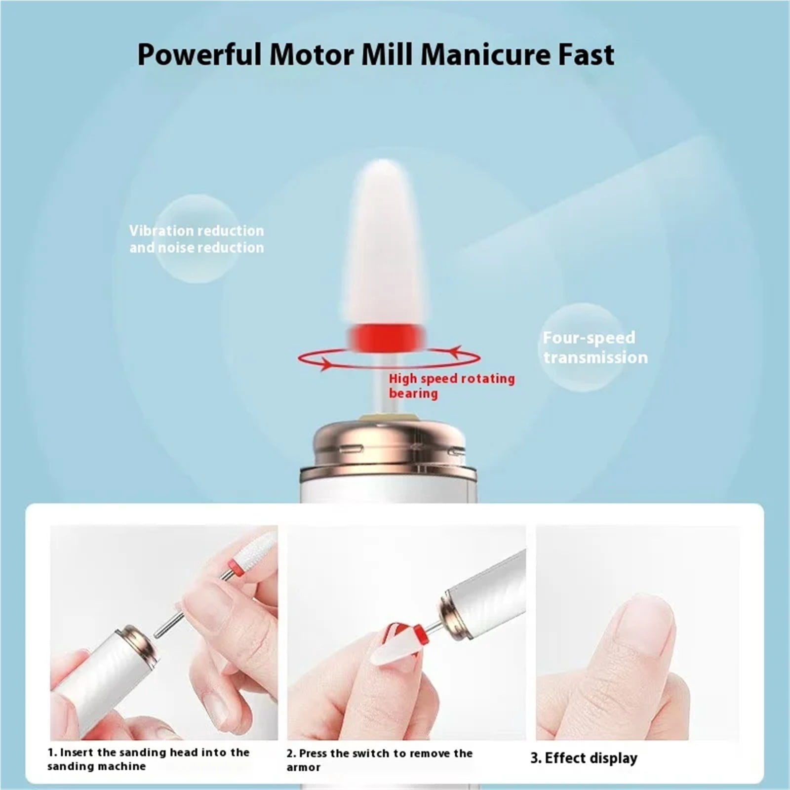 Portable Electric Nail Drill Machine, Nail Trimming Milling Cutter Set, Polishing Adjustable Speed Nail Polishing Machine