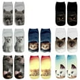 thumbnail image 4 of Flmtop Chaussettes Décontractées pour Femmes et Hommes, Mode Animal Mignon Imprimé Chat 3D, Douces à la Cheville, 4 of 7