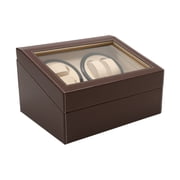 4+6 Leather Auto Self-winding Watch Winder Storage Display Case Box Dual Motor