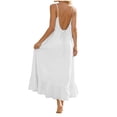 thumbnail image 3 of Yindaity Backless Maxi Dress Women's Spaghetti Strap Maxi Dress Long Formal Thigh-high Slit Club Wedding Guest Dress(White,S), 3 of 7