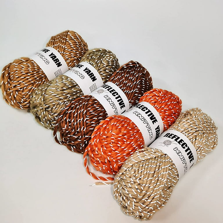  caichuxiye 4pcs Reflective Yarn,Sparkle Yarn,Silver Yarn,for  Crafts Glow in The Dark Yarn for Crochet for Reflective High Visibility  Warm Winter Loop Reflective Hat.(50g, 55 Yards) (Camel)