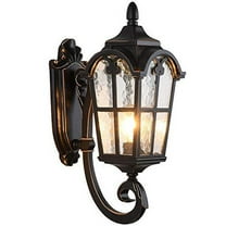 LONEDRUID Outdoor Wall Light Fixtures Black Roman 17.71"H Exterior Wall Lantern Waterproof Sconce Porch Lights Wall Mount with Water Glass Shade for House, UL Listed