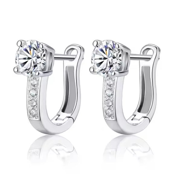 LINXIQIN Womens 14K White Gold Plated Earrings with Cubic Zirconia 2 Piece Set