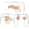 thumbnail image 2 of 4pcs Headgear Hair Accessories Pink Rhinestone Gold Hair Accessories Flower Hair Clips for Women Combs for Women Flower Hair Comb Set Hair Stick Romantic Bride Headdress, 2 of 5