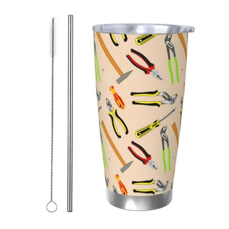 

Logiee Repair tools Print 20OZ Car Cup with Lid Stainless Steel Vacuum Insulated Double Wall Travel Tumbler Durable Insulated Coffee Mug Thermal Cup with Straw-Straw Two-piece Set