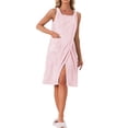 thumbnail image 1 of Inspire Chic Bata de baño para mujer, toalla de ducha, con tirantes, sin mangas, con botones y bolsillos, spa, color rosa, 1 of 6