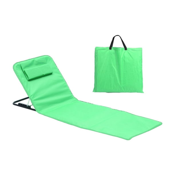 Mat de playa reclinable Ligero con bolso portátil para acampar en el patio trasero Verde