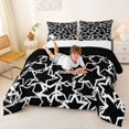 thumbnail image 3 of Manfei Black White Stars King Size Comforter Sets,Cartoon Themed Comforters King Size,Black Reversible,3pcs,1 Comforter and 2 Pillowcases, 3 of 7