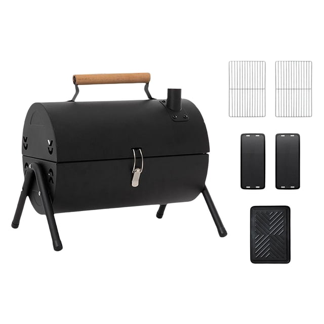 Parrilla de carbón para barbacoa, parrilla portátil para acampar, parrilla de red, parrilla de horno para mochilero al aire libre, jardín, Patio, Picn , con bandeja para Negro DYNWAVEMX Estufa de parrilla