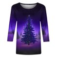 thumbnail image 5 of clear 50% off Wycnly Cute Christmas Shirts Christmas Shirts for Women Fashion Christmas Tree Graphics Cute Tee Tops Ladies Xmas Crewneck 3/4 Sleeve Lightweight Pullover Blouses Christmas Clearance, 5 of 5